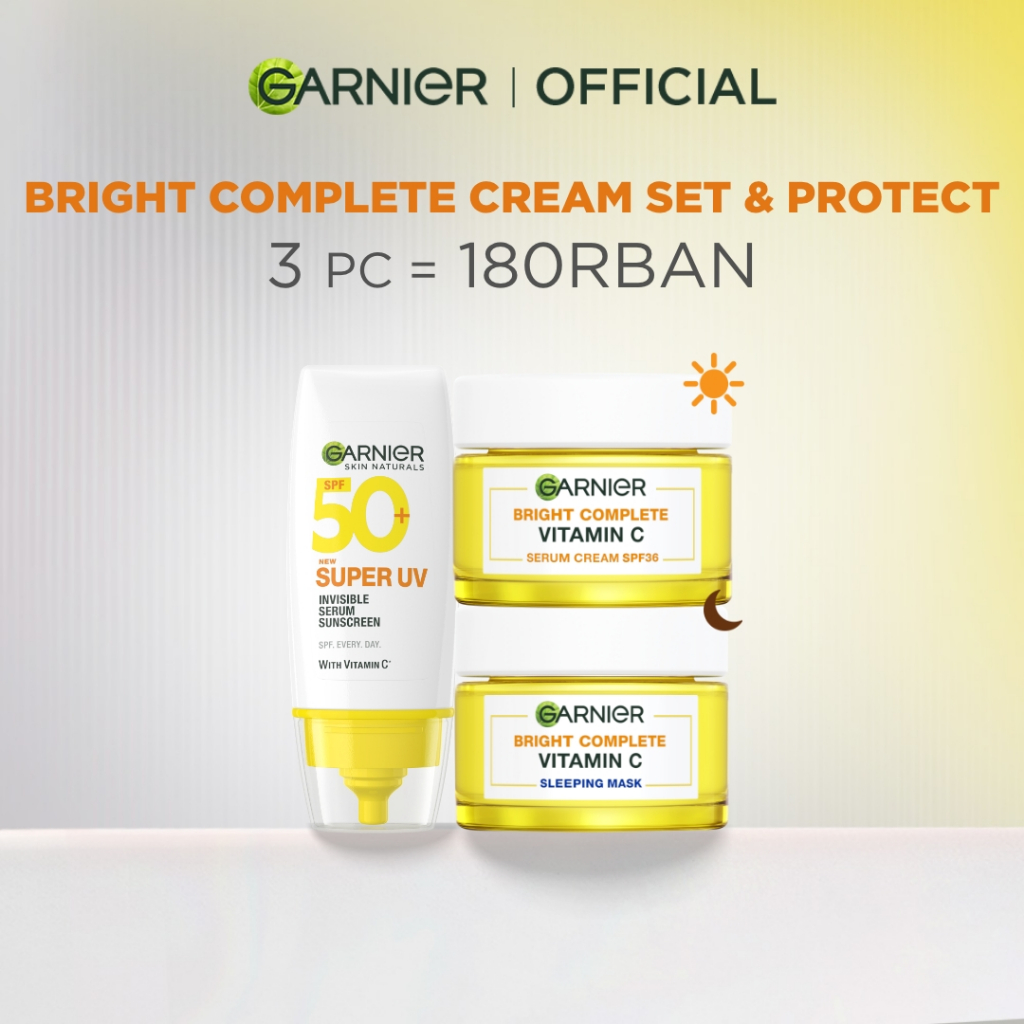 [PAKET HEMAT ISI 3] GARNIER Paket Skincare 1 set lengkap Complete Kit Vitamin C Day Cream 50ml + Nig