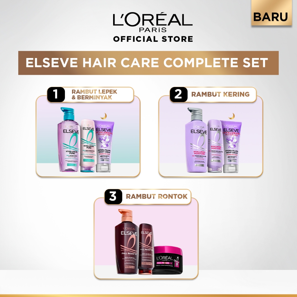 [PAKE HEMAT 3PCS] Elseve Hair Care Complete Set | Shampoo, Conditioner, Hair Mask | Perawatan Rambut