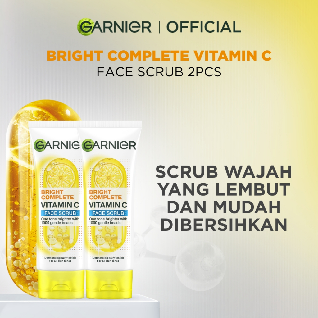 [PAKET HEMAT ISI 2] GARNIER Facial Wash Bright Complete Vitamin C Brightening Scrub Cleanser Face Wa