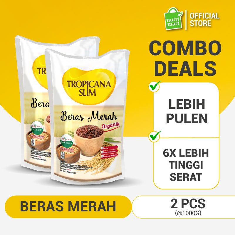 

Twin Pack - Tropicana Slim Beras Merah Organik 1 kg - Beras Merah Pulen Tinggi Serat