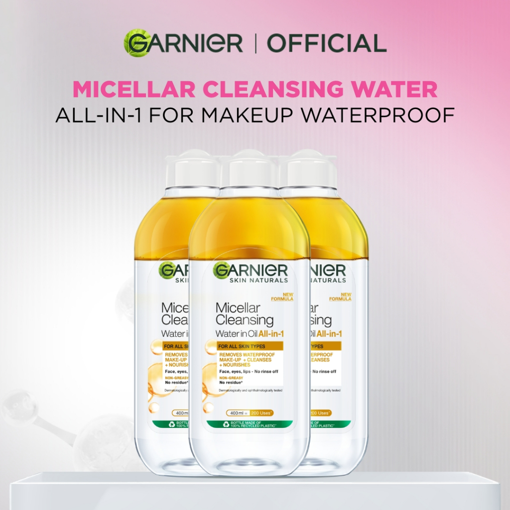 [PAKET HEMAT ISI 3] GARNIER Micellar Water Oil-Infused Skin Care 400ml Skincare Cleansing - Pembersi