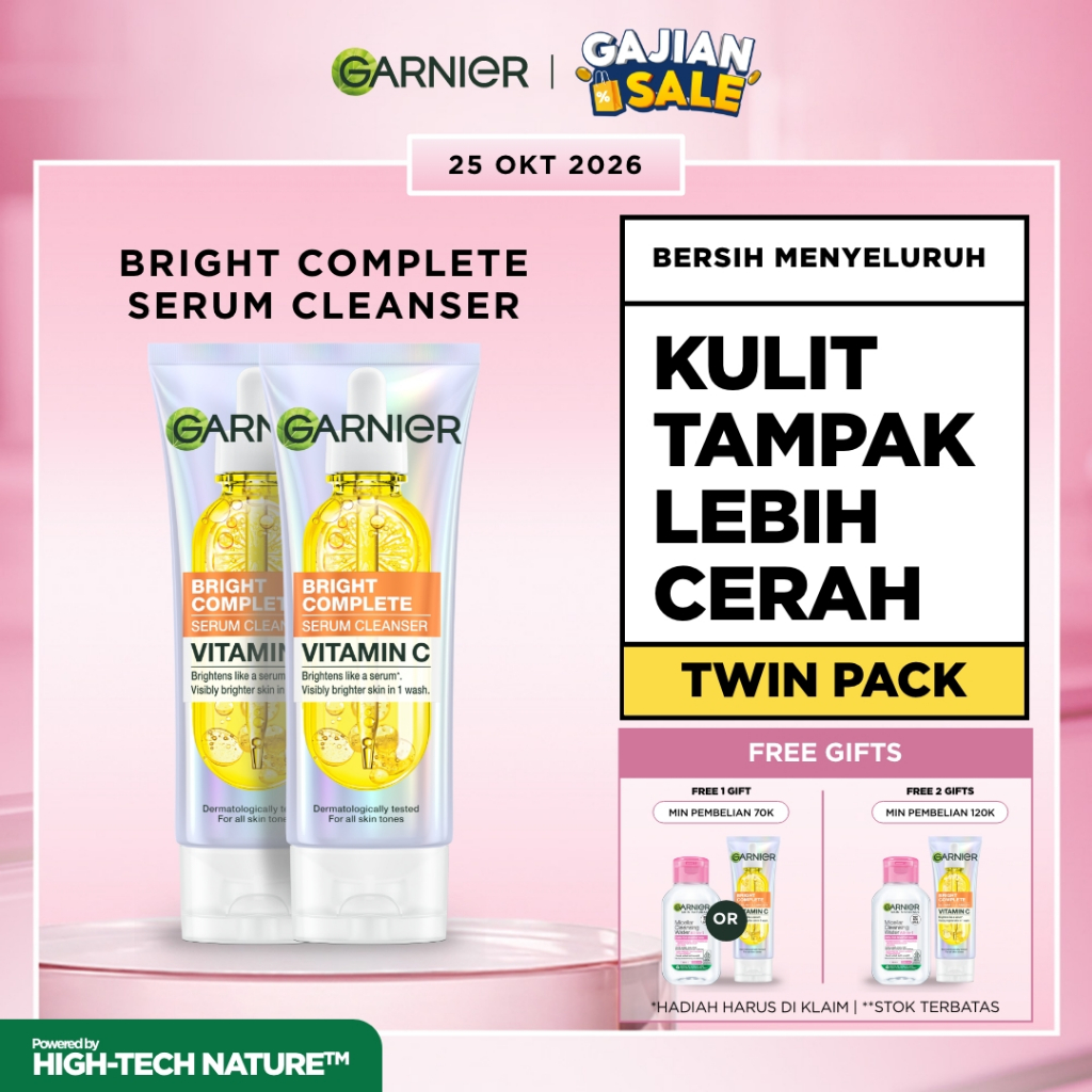GARNIER Facial Wash ISI 2 SEMUA VARIAN 100ML Vitamin C Ceramide Anti Jerawat Skincare Pembersih Waja