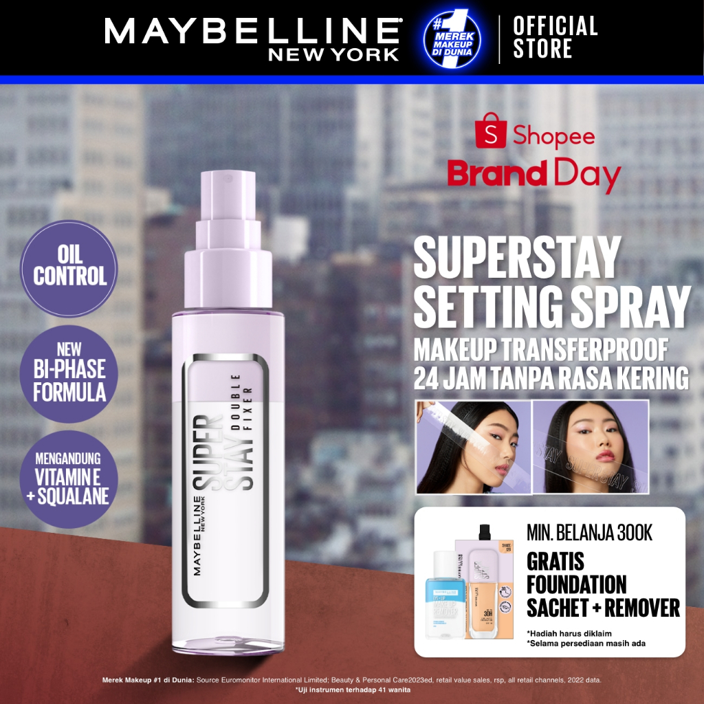 MAYBELLINE OFFICIAL Superstay Unbreakable Set - Superstay Setting Spray, Flex Powder Foundation, Lum