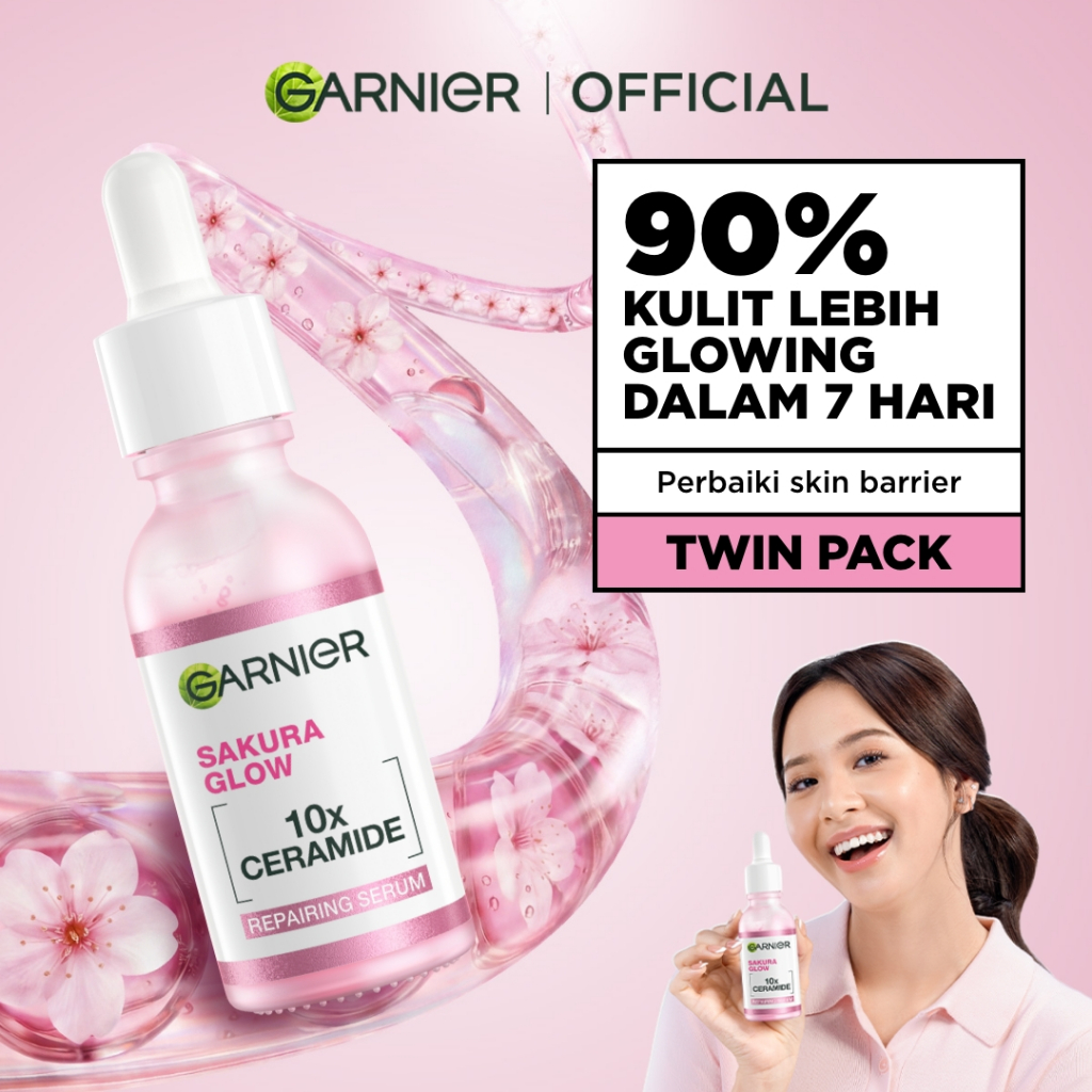 [PAKET HEMAT ISI 2] GARNIER Serum Perbaiki Skin Barrier Sakura Glow Hyaluron Ceramide 30x Booster Se