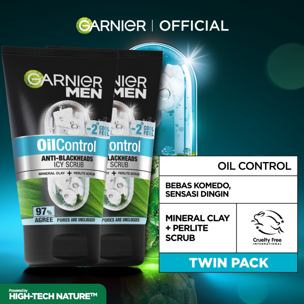 [PAKET HEMAT ISI 2] GARNIER Men Facial Wash Oil Control Anti Blackheads Brightening Icy Scrub Skinca