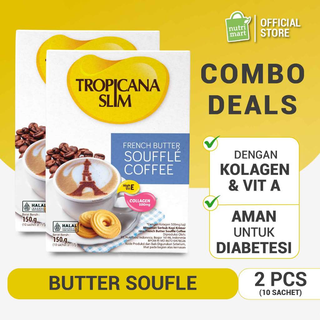 Twin Pack - Tropicana Slim French Butter Souffle Coffee 10 Sachet - Kopi Susu ala Perancis Nikmat Ta