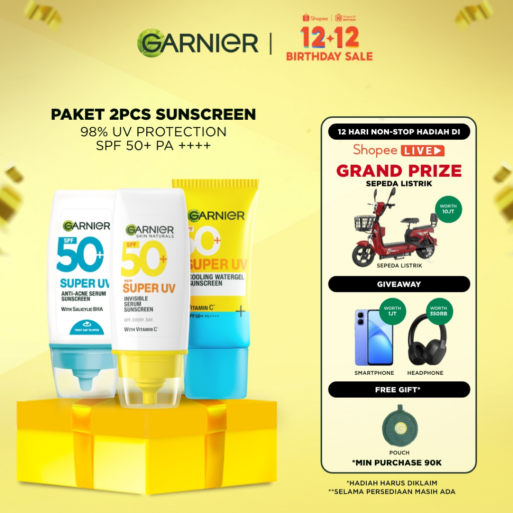 [PAKET HEMAT ISI 2] GARNIER Super UV Serum Sunscreen ALL VARIANT SPF 50+ PA++++ Vitamin C Skincare -