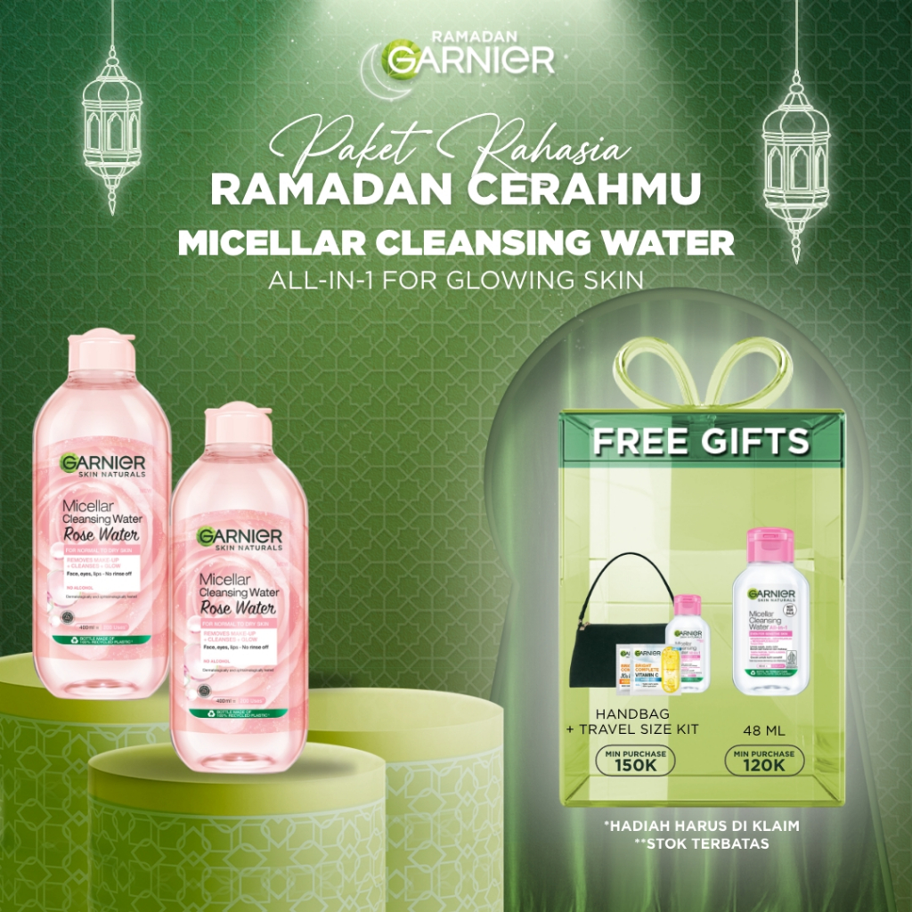 [PAKET HEMAT ISI 2] GARNIER Micellar Water Rose Skincare 400ml Skincare Cleansing - Pembersih Wajah