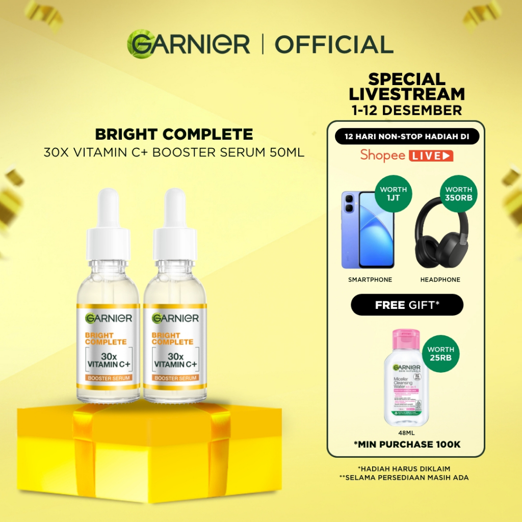 [PAKET HEMAT ISI 2] GARNIER Serum Vitamin C Bright Complete Vitamin C 30x Booster Serum Skincare - 3
