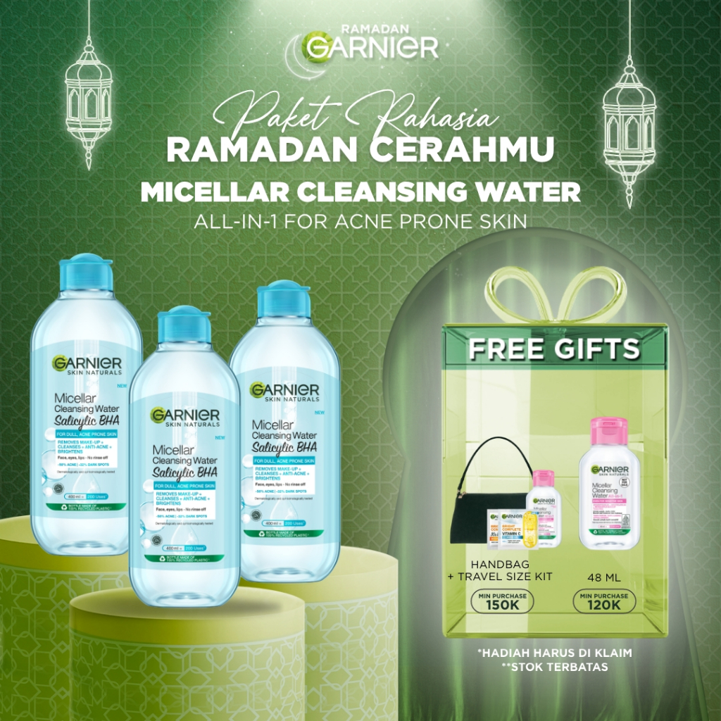[PAKET HEMAT ISI 3] GARNIER Micellar Water Blue Salicylic Acid 400ml Skincare Cleansing - Skincare