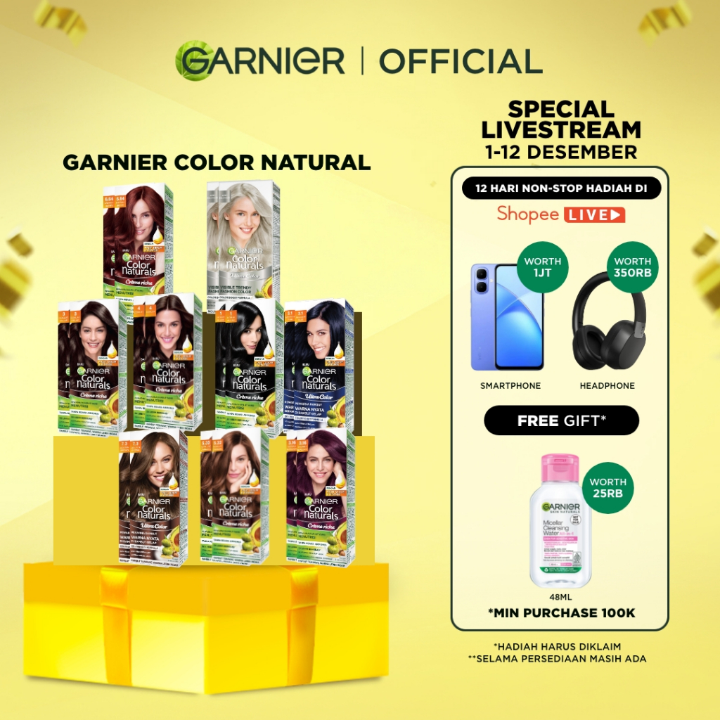 [PAKET HEMAT ISI 2] GARNIER Color Naturals Ultra Color Big Kit 105ml x2 - Cat Rambut Pewarna Rambut 