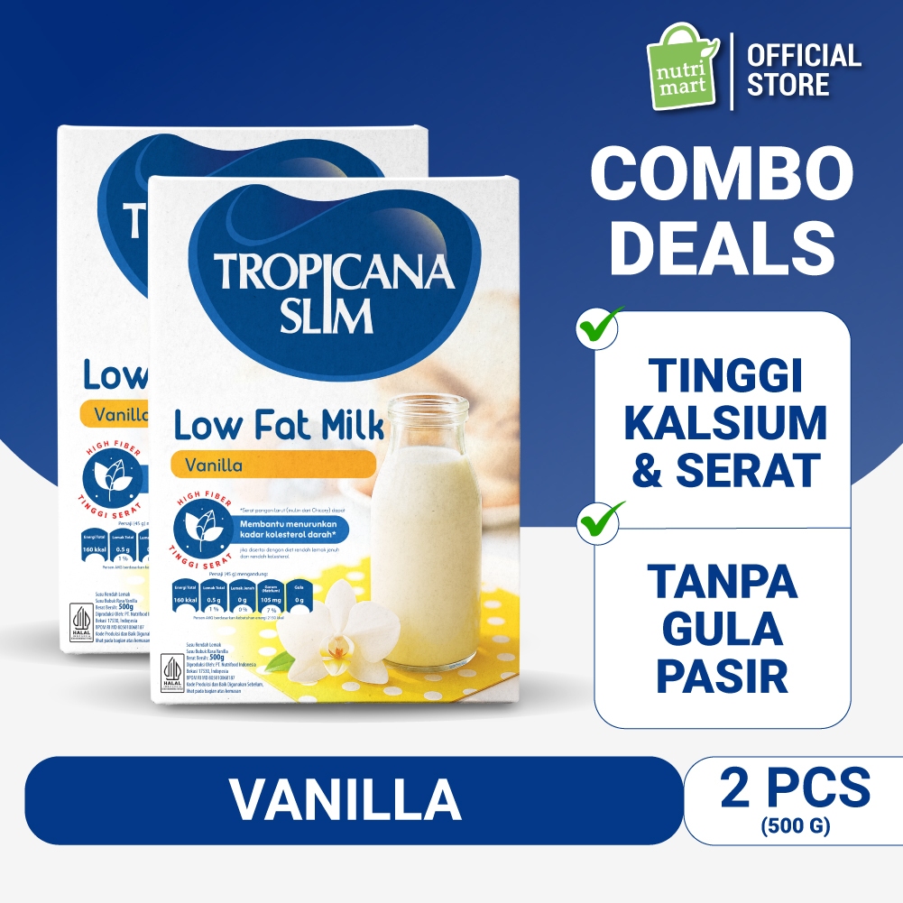 Twin Pack - Tropicana Slim Susu Low Fat Vanilla 500gr - Bantu Turunkan Kolesterol