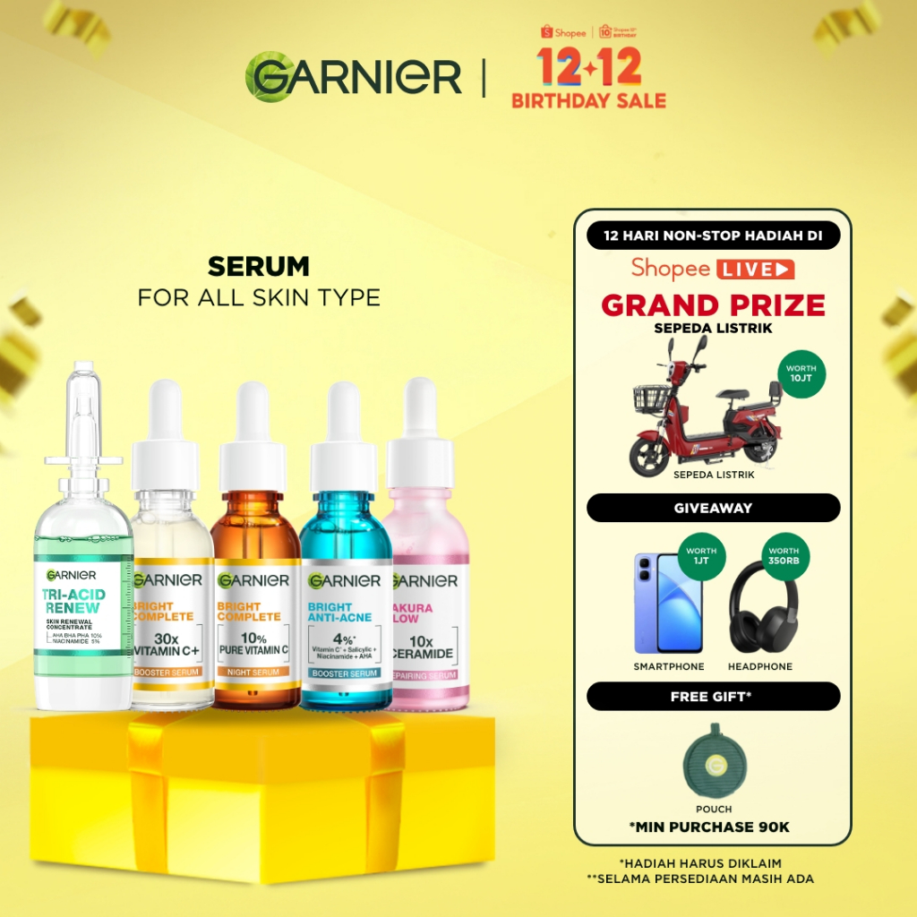 GARNIER Serum Skincare ALL VARIANT Serum Mencerahkan Wajah Vitamin C Ceramide Skin Barrier Salycilic