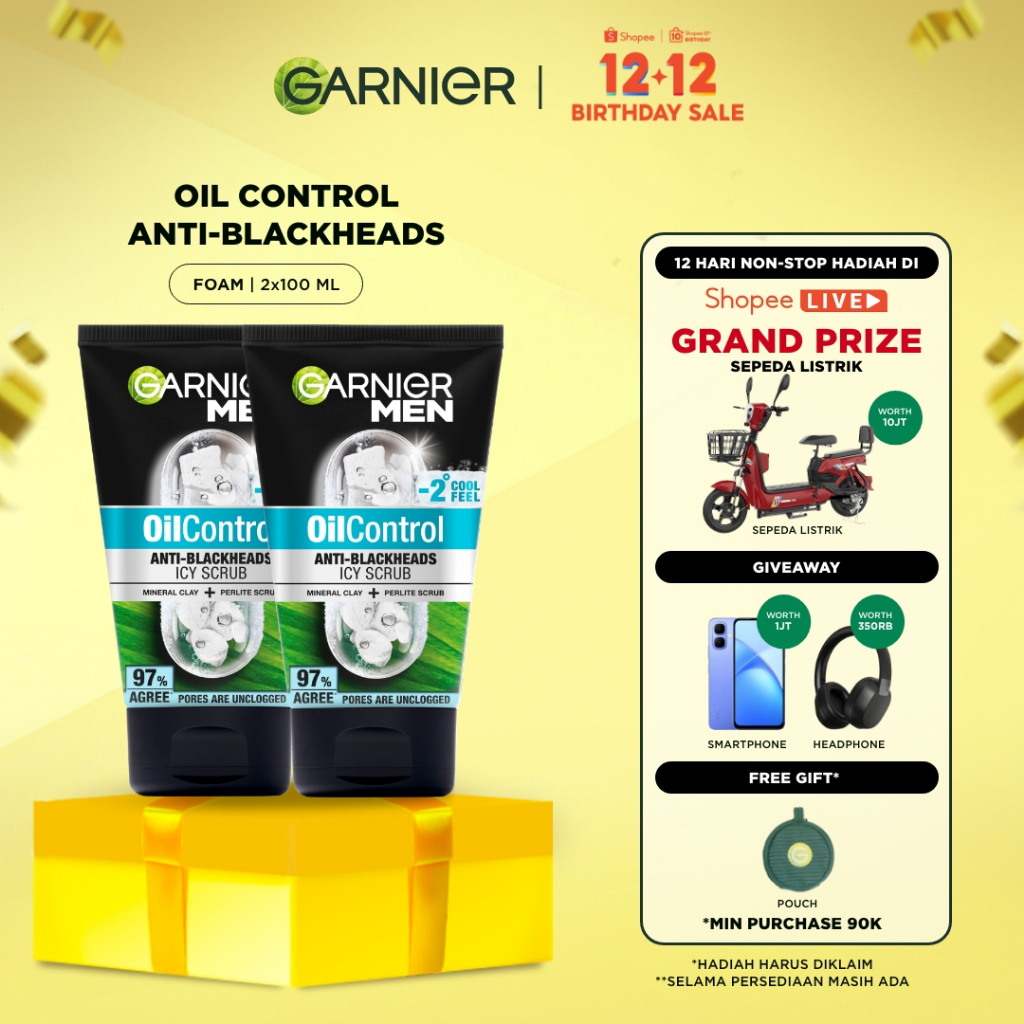 [PAKET HEMAT ISI 2] GARNIER Men Facial Wash Oil Control Anti Blackheads Brightening Icy Scrub Skinca
