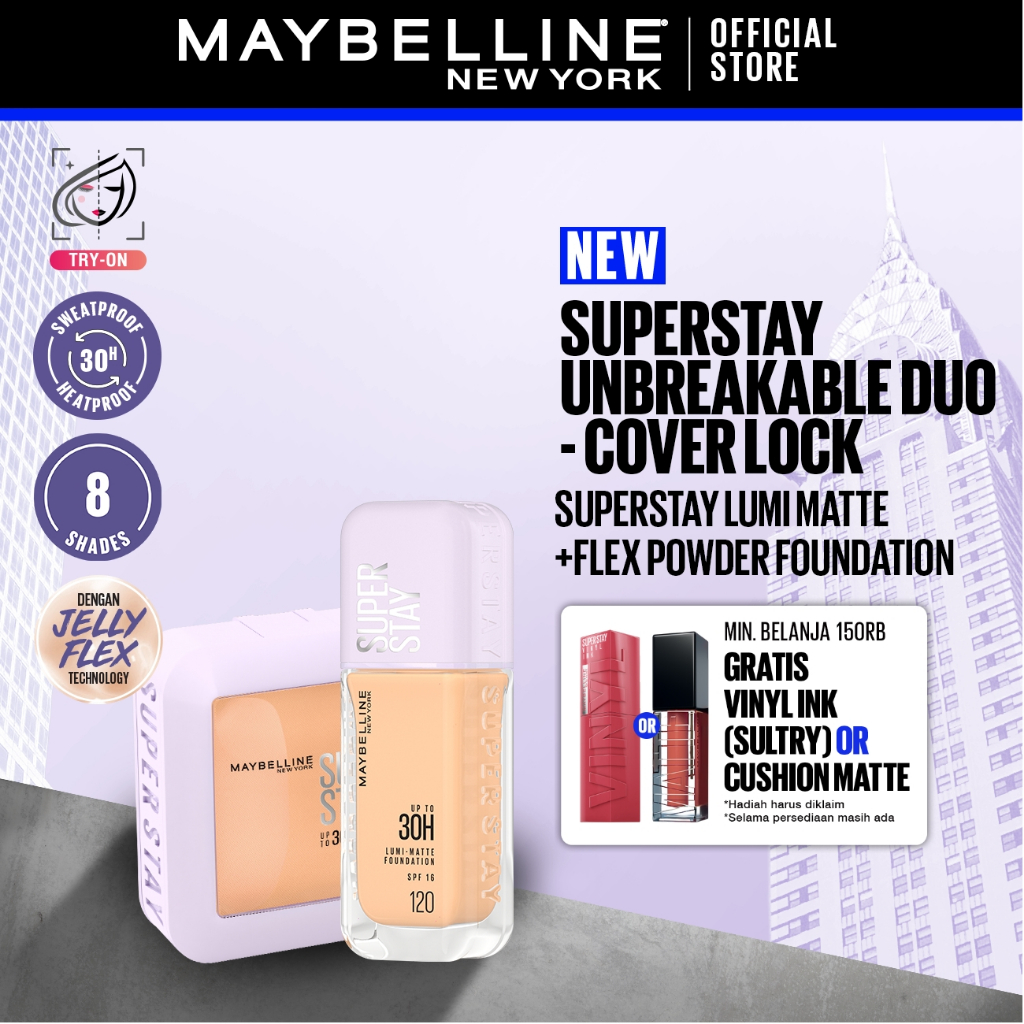 [BARU HANYA DI SHOPEE] MAYBELLINE OFFICIAL Superstay Unbreakable Duo - Superstay Lumi Matte Foundati