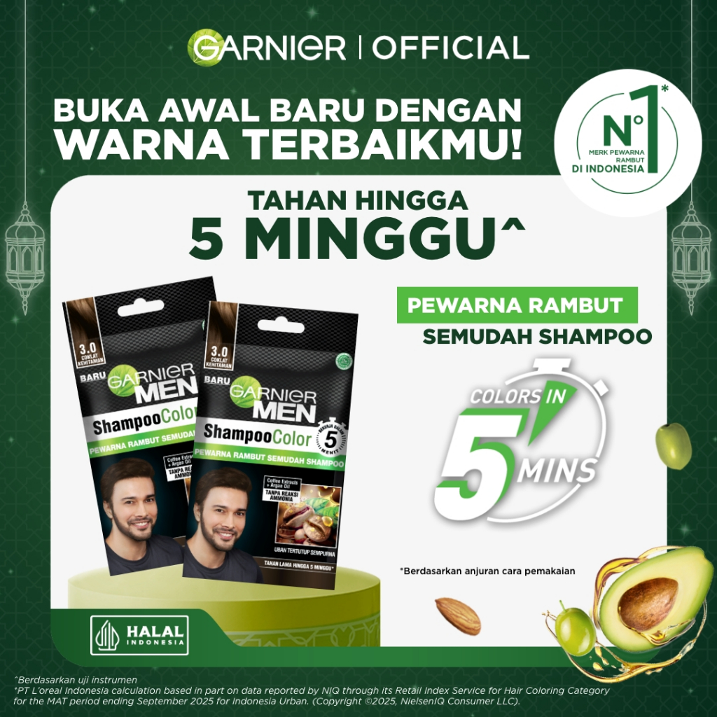 (PAKET HEMAT ISI 3) Garnier Men Shampoo Color Hair Color #3 Coklat Kehitaman - 20ml (Untuk Rambut Le