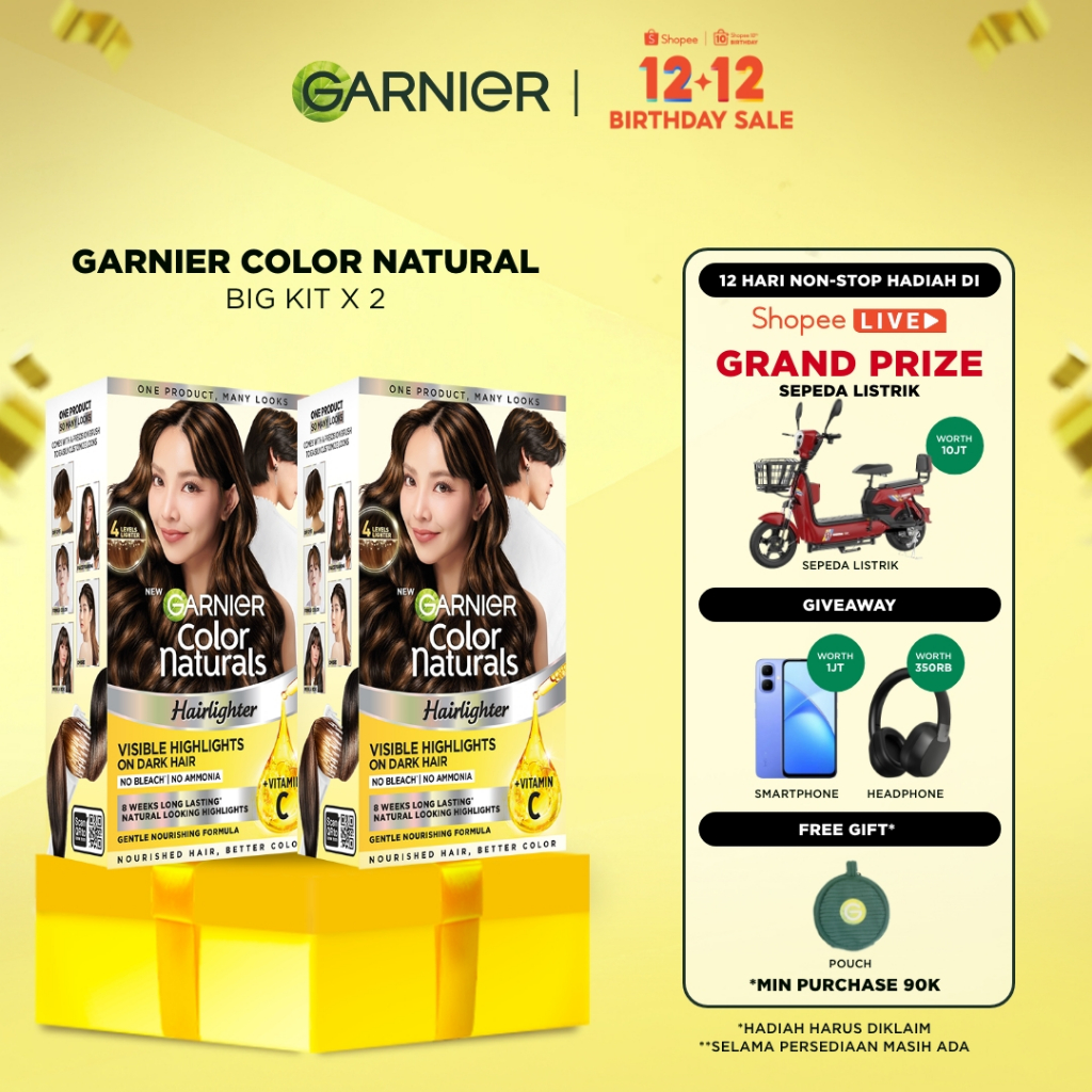 [EKSKLUSIF] BARU Garnier Color Naturals Hairlighter + Cat Pewarna Rambut |  Highlight Tanpa Ammonia 