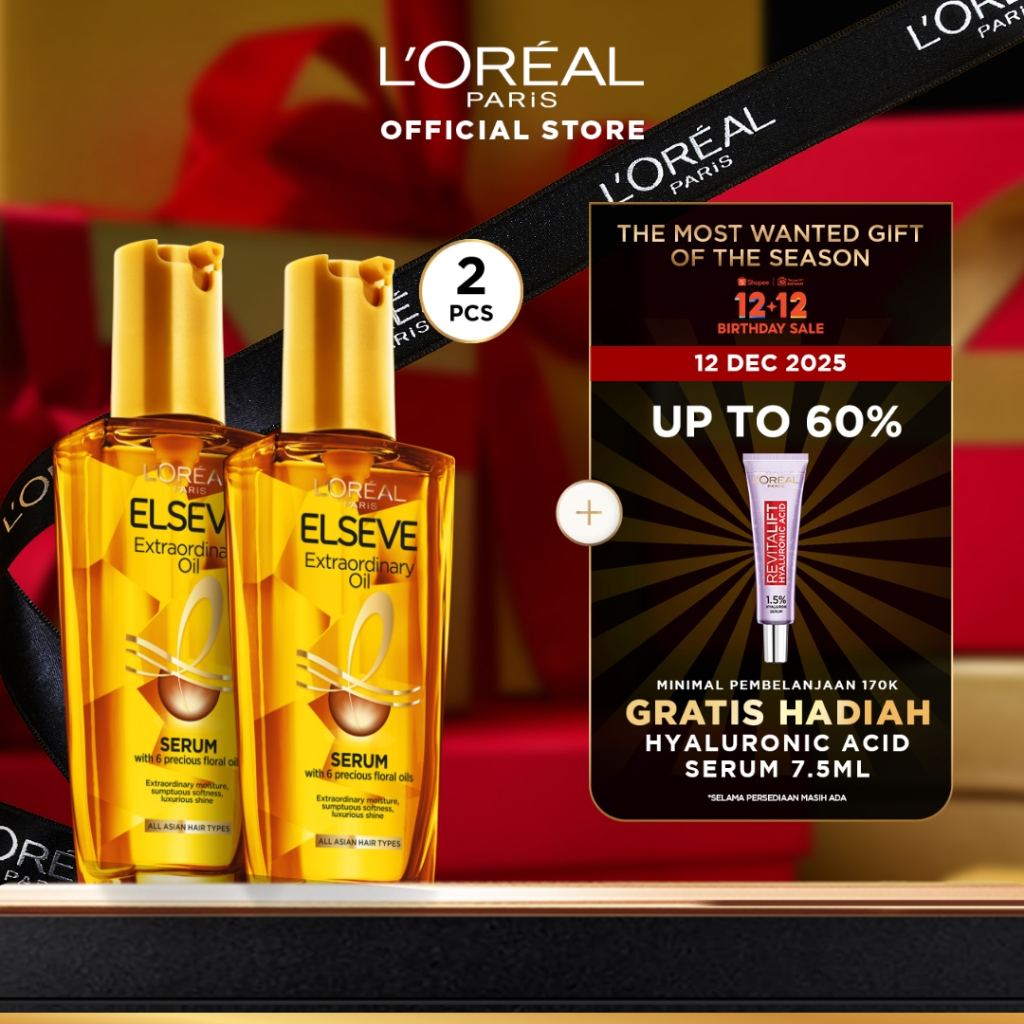 [PAKET HEMAT ISI 2] L'Oreal Paris Elseve Extraordinary Oil Gold Hair Treatment Serum 100mlx2Pcs - Ra