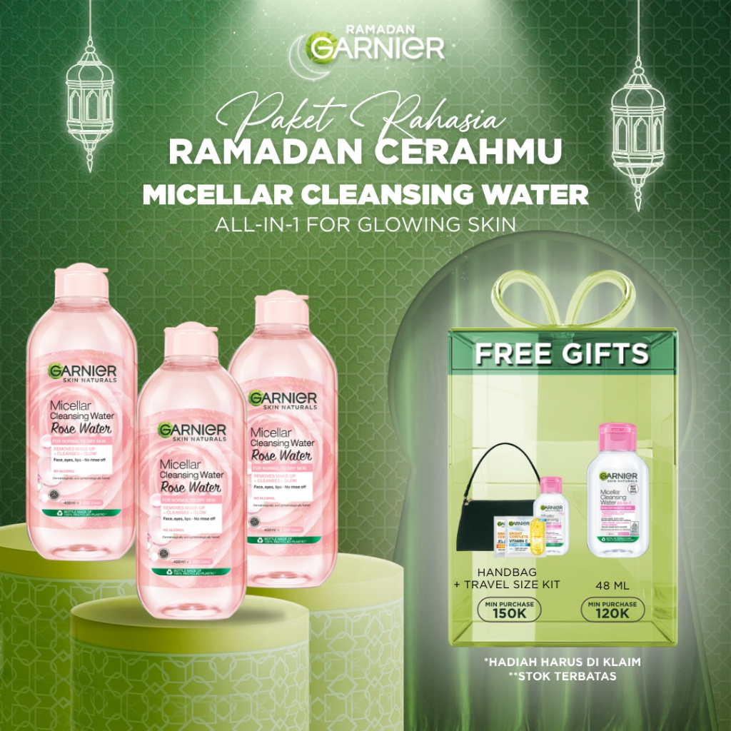 [PAKET HEMAT ISI 3] GARNIER Micellar Water Rose Skincare 400ml Skincare Cleansing - Pembersih Wajah