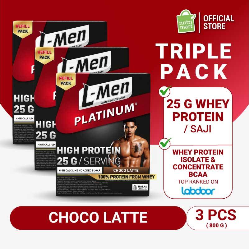 L-Men Platinum Refill Choco Latte 5,3 lbs / 2,4 kg - Kemasan Refill Suplemen Fitness Tinggi Protein 