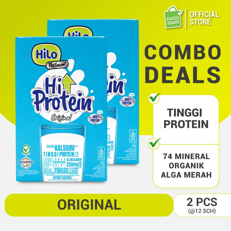 Twin Pack : HiLo Platinum Original 360 gram (12 Sachet) - Susu Tinggi Kalsium Lebih Rendah Lemak