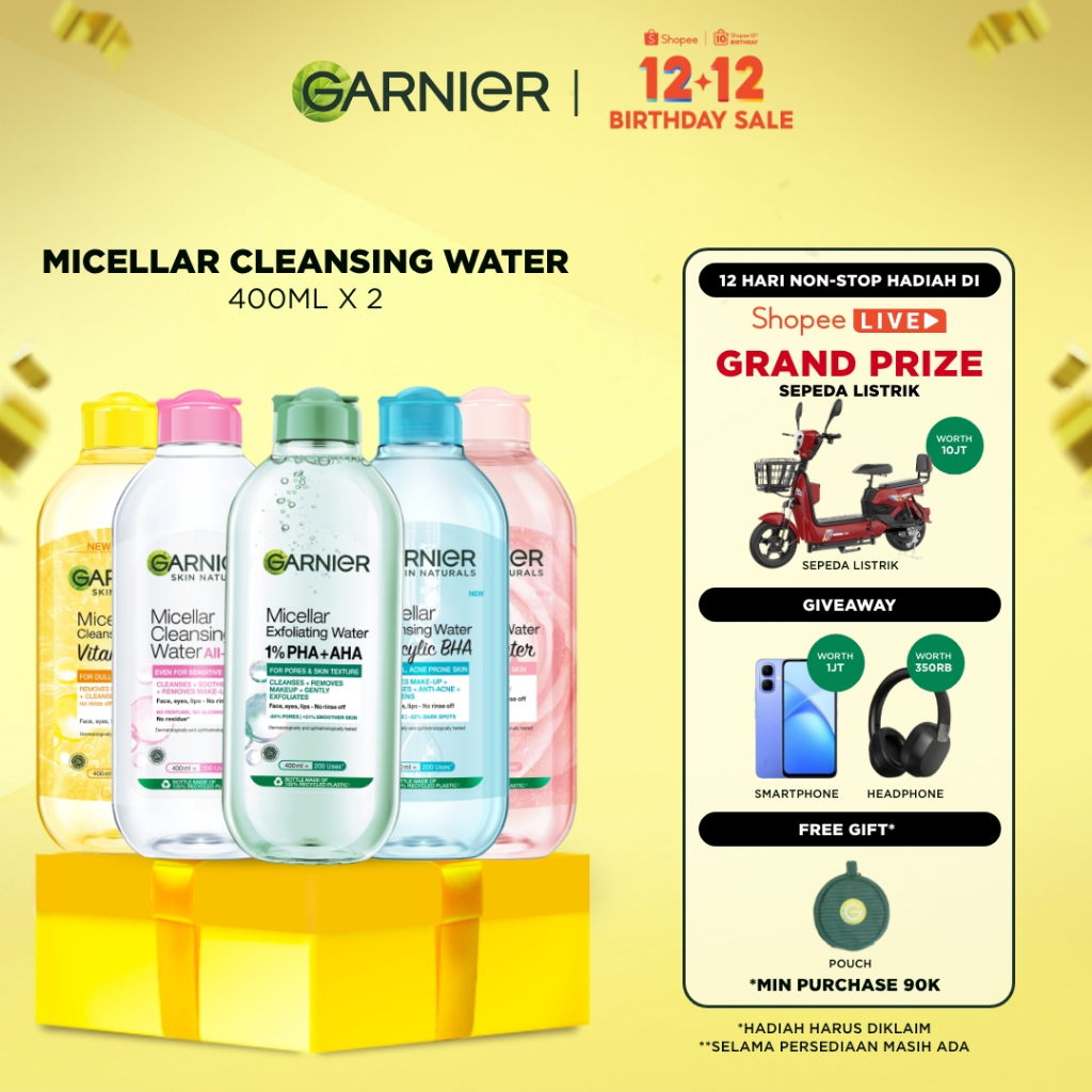 [PAKET HEMAT ISI 2] GARNIER Micellar Water 400ml ALL VARIANT Skincare Cleansing - Pembersih Wajah & 