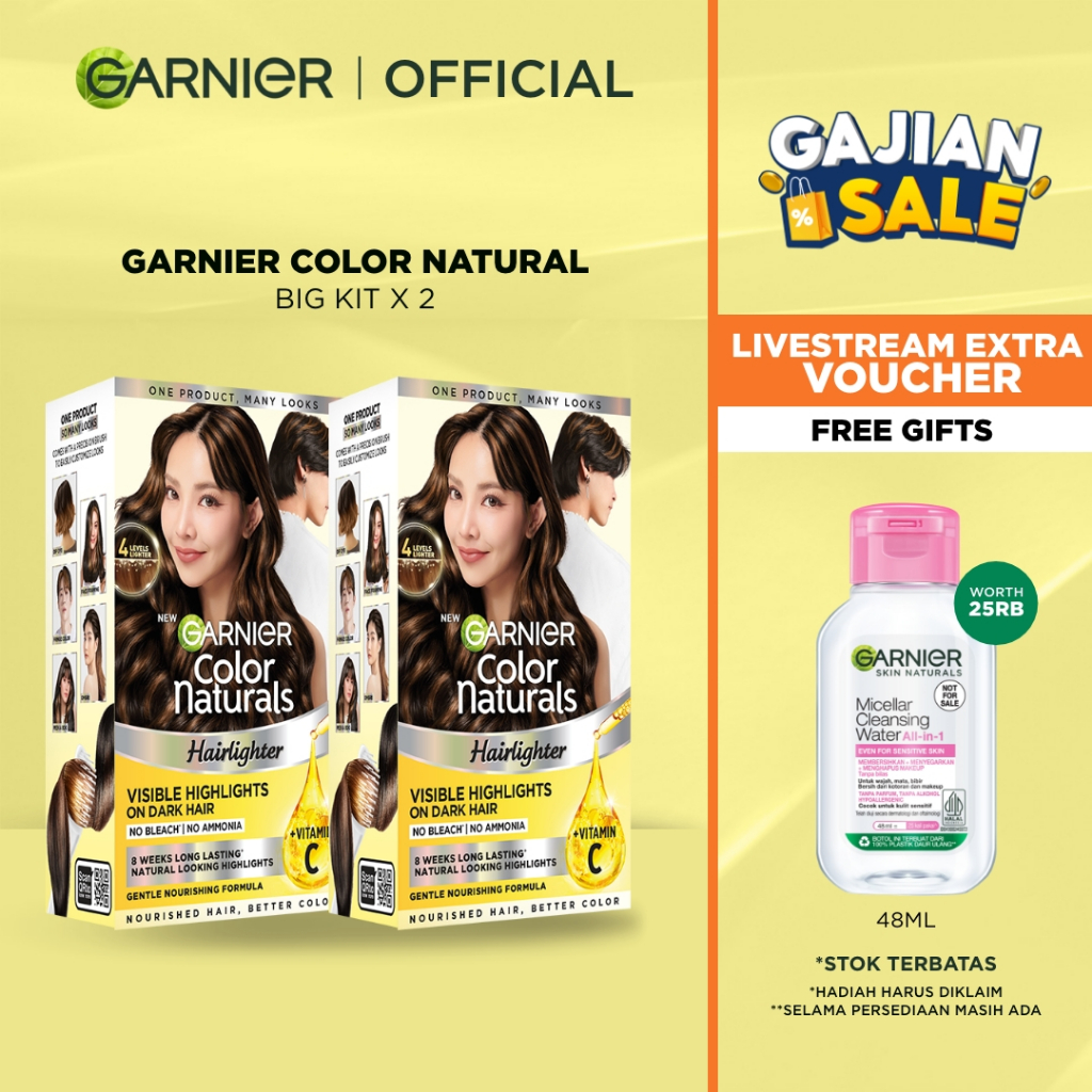 [NEW LAUNCH] BARU Garnier Color Naturals Hairlighter + Cat Pewarna Rambut |  Highlight Tanpa Ammonia