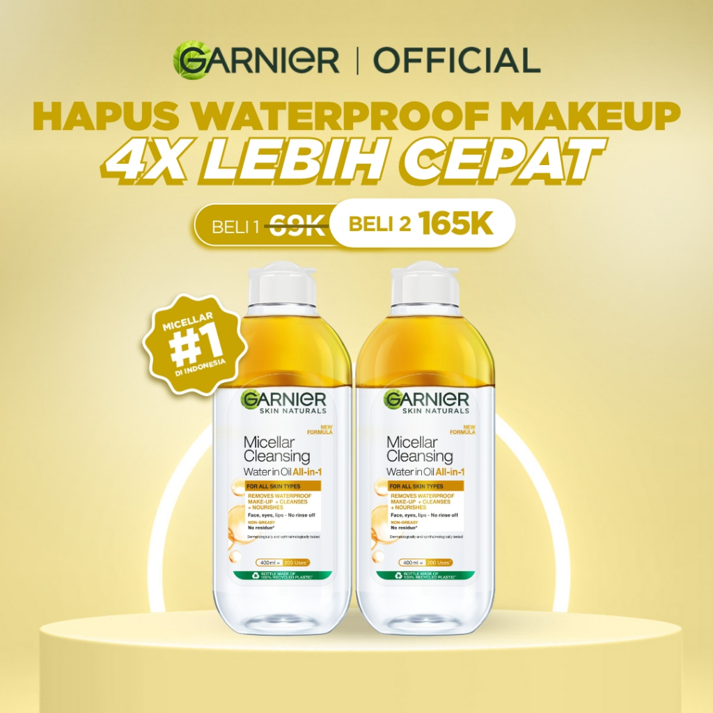 [PAKET HEMAT ISI 2] GARNIER Micellar Water Oil Infused Cleansing Oil Biphase Skin Care 400ml Skincar