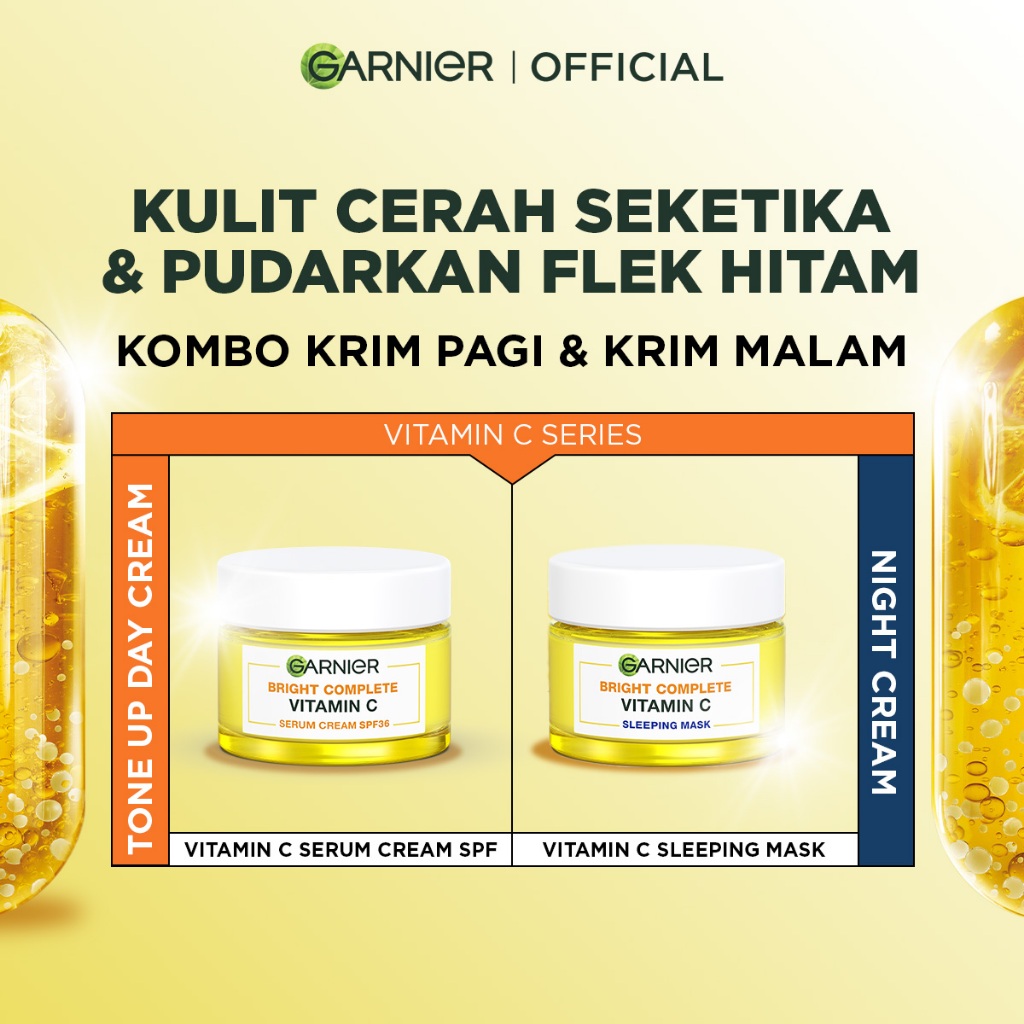 GARNIER Bright Complete Vitamin C Simple Set Day Cream & Night Cream 50 ml Krim Siang & Krim Malam M