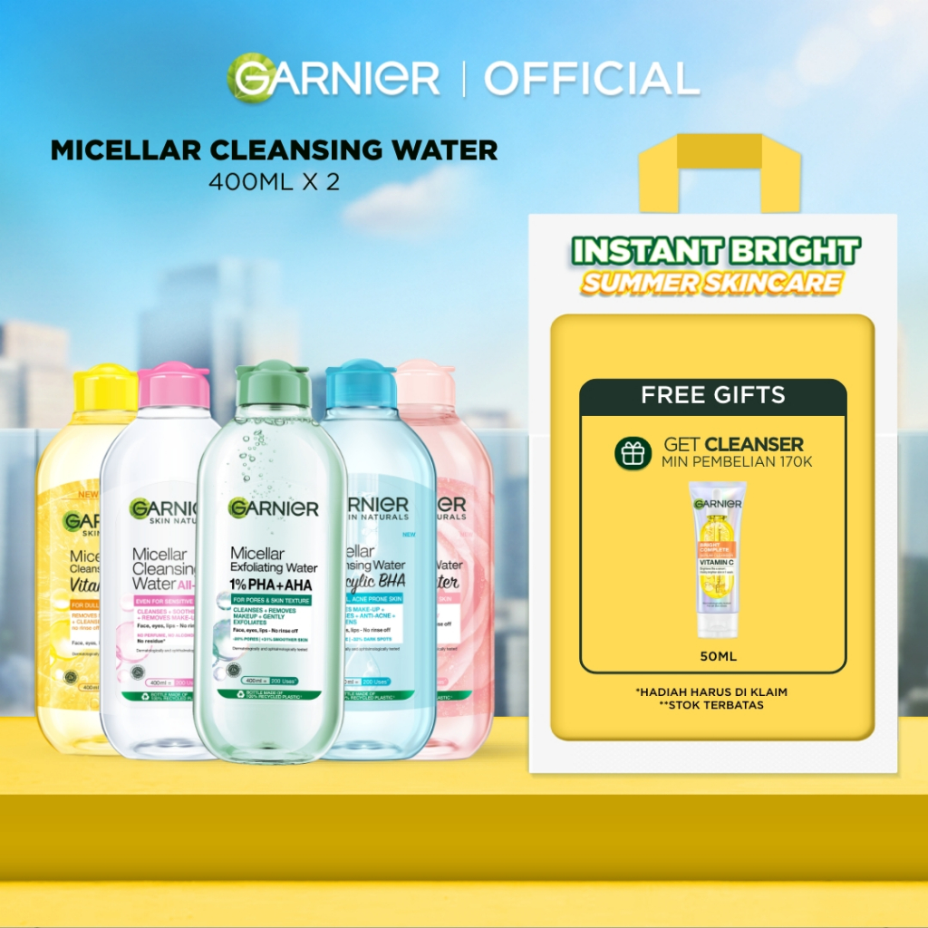 [PAKET HEMAT ISI 2] GARNIER Micellar Water 400ml ALL VARIANT Skincare Cleansing - Pembersih Wajah & 
