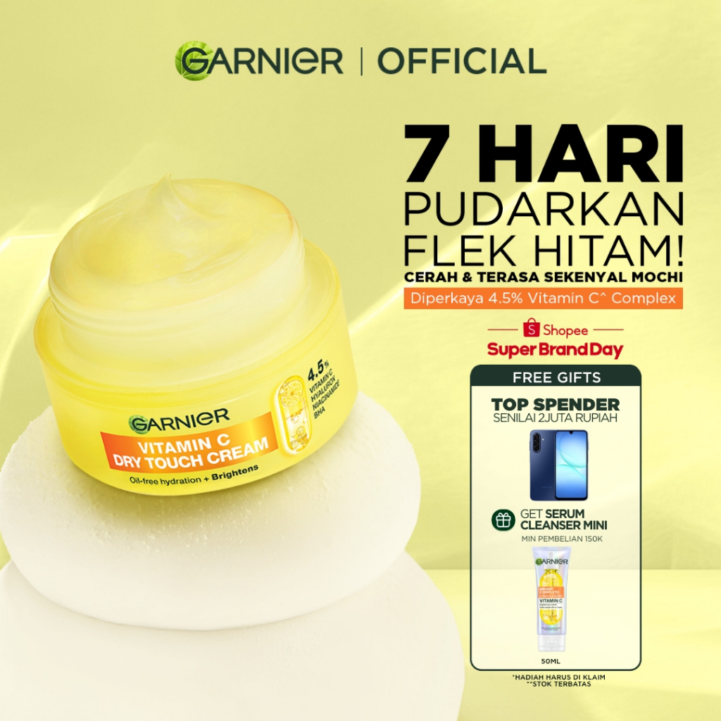 [BRAND DAY SALE] GARNIER Mochi Dry Touch Cream 50ML Moisturizer Pelembab Wajah 4.5% Vitamin C / Niac
