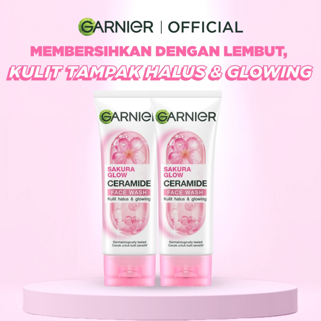 [PAKET HEMAT ISI 2] GARNIER Facial Wash Sakura Glow Ceramide Skin Barrier 100ml Skincare Pembersih W