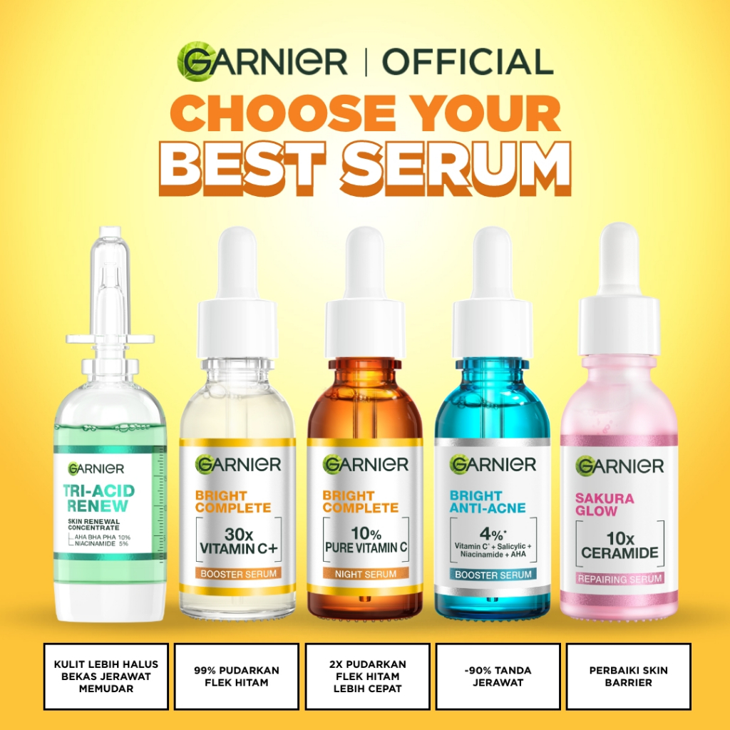 GARNIER Serum Vitamin C Skincare ALL VARIANT Serum Mencerahkan Wajah Vitamin C Ceramide Skin Barrier