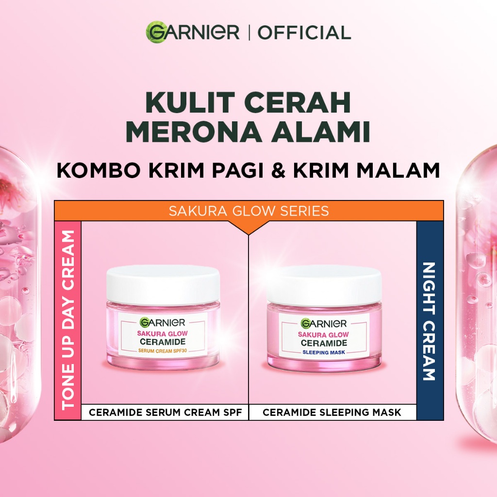[BRAND DAY SALE] GARNIER Sakura Glow Ceramide Skin Barrier Simple Set Day Cream & Night Cream 50 ml 