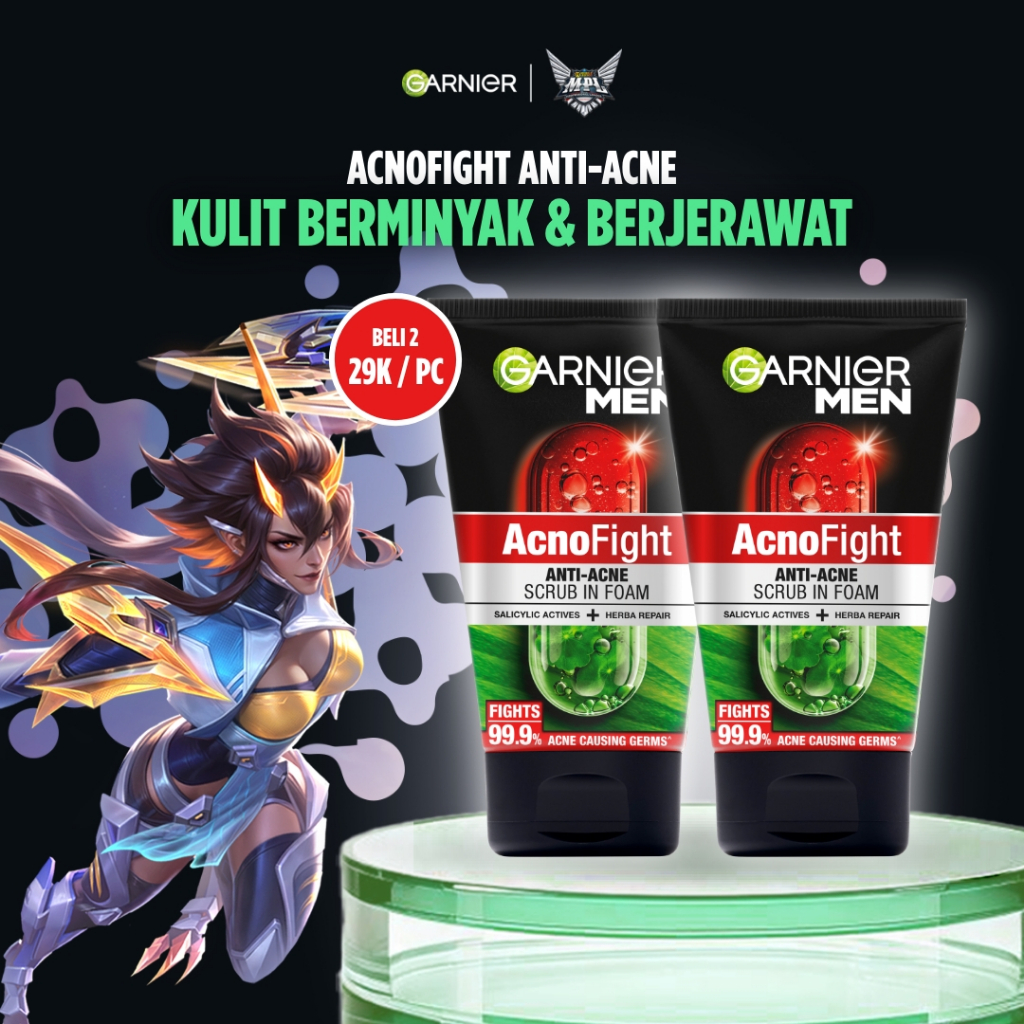 [5.5 HOT SALE] GARNIER ISI 2 Men Facial Wash Acno Fight Anti-Acne Scrub In Foam Skin Care 100ml Sali