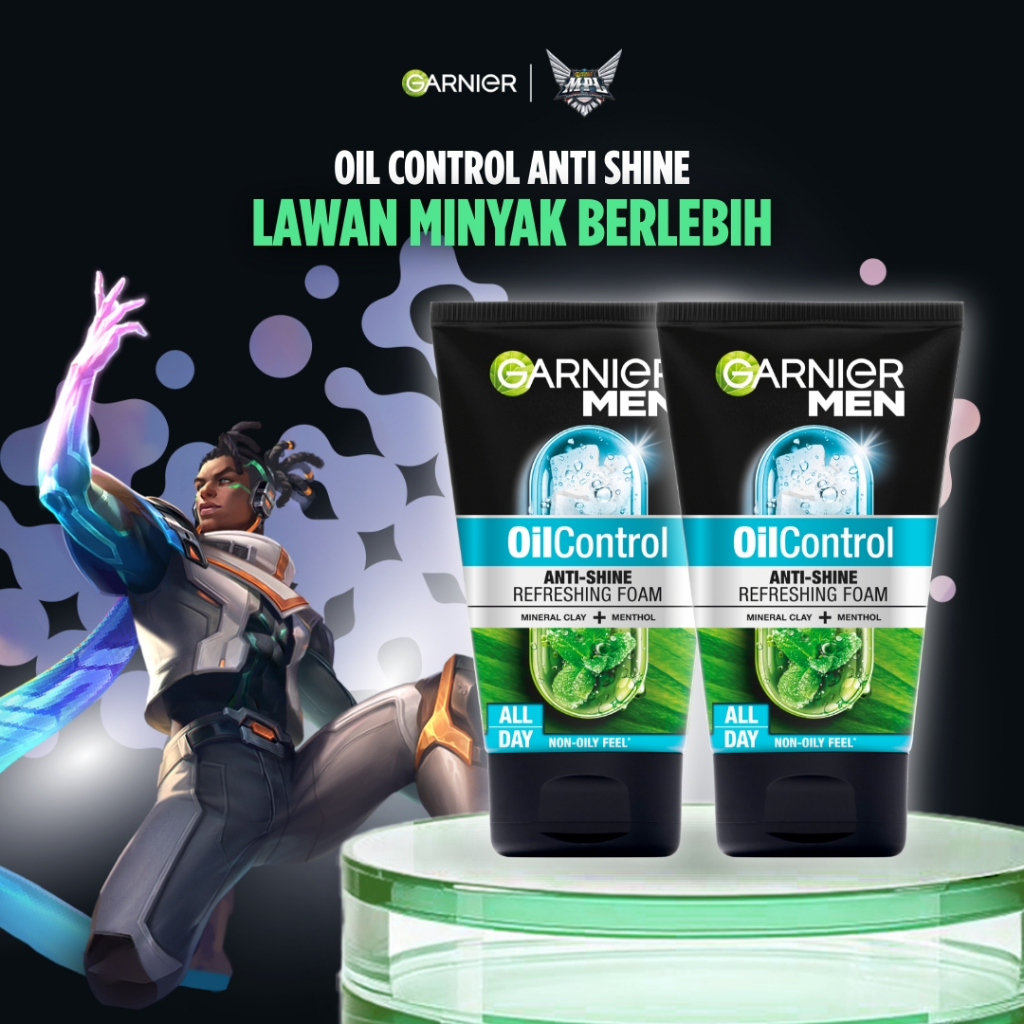 [PAKET HEMAT ISI 2] GARNIER Men Facial Wash Turbolight Oil Control Cooling Foam Skincare 100ml Sabun