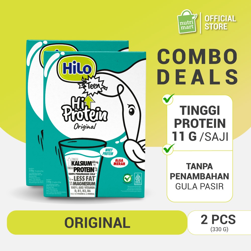 Twin Pack - HiLo Teen Original 10 sch - No 1 Susu Remaja Tumbuh Tinggi Kalsium Protein Lebih Rendah 