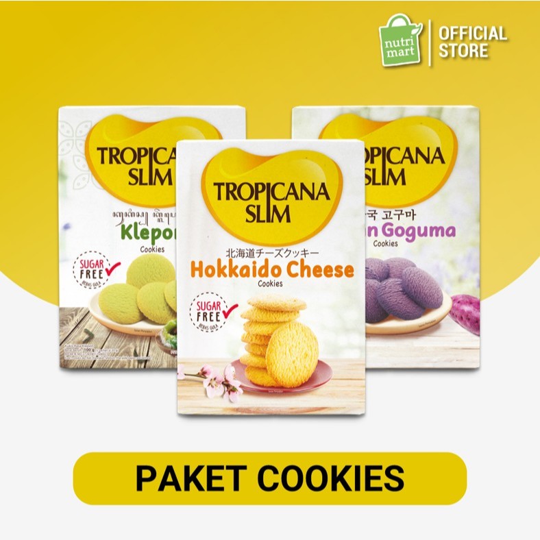 Paket Cookies 3 Rasa - Tropicana Slim Klepon Cookies, Hokkaido, dan Korean Goguma Cookies - Snack Bi