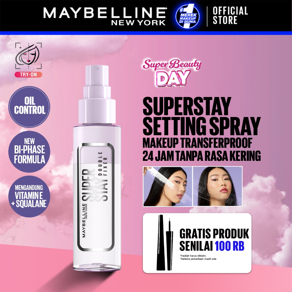MAYBELLINE OFFICIAL Superstay Unbreakable Set - Superstay Setting Spray, Flex Powder Foundation, Lum