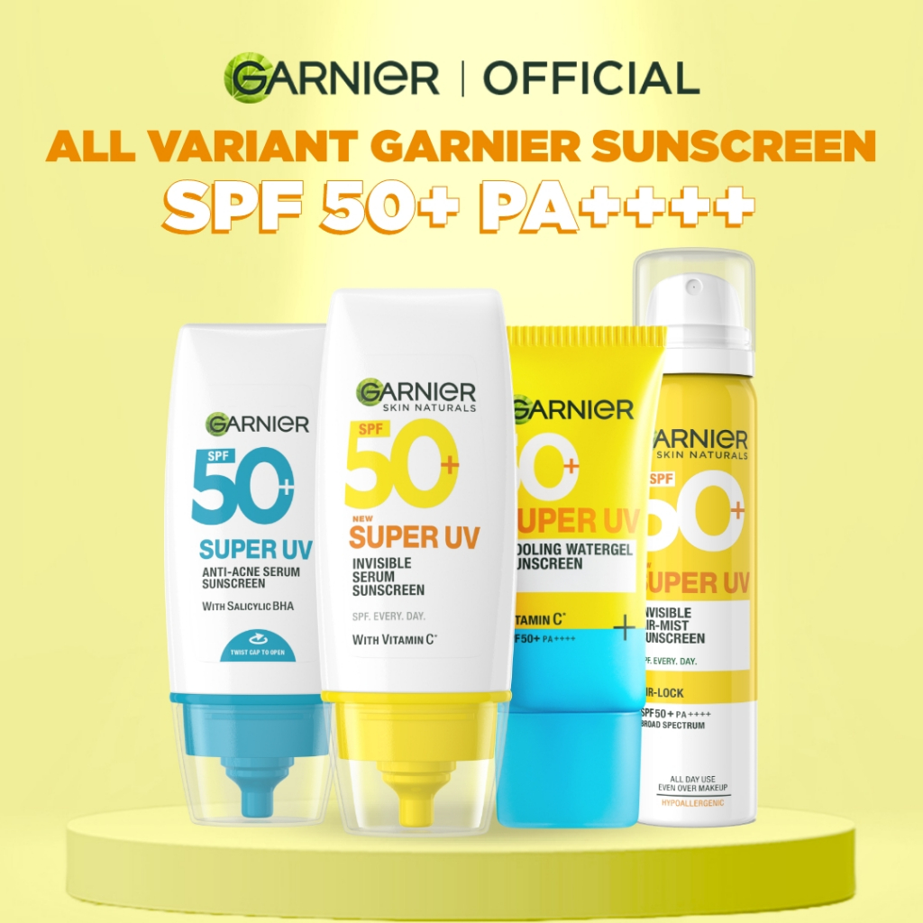 GARNIER Super UV Serum Sunscreen ALL VARIANT SPF 50+ PA++++ Vitamin C Skincare - 30ml Sunblock Mence