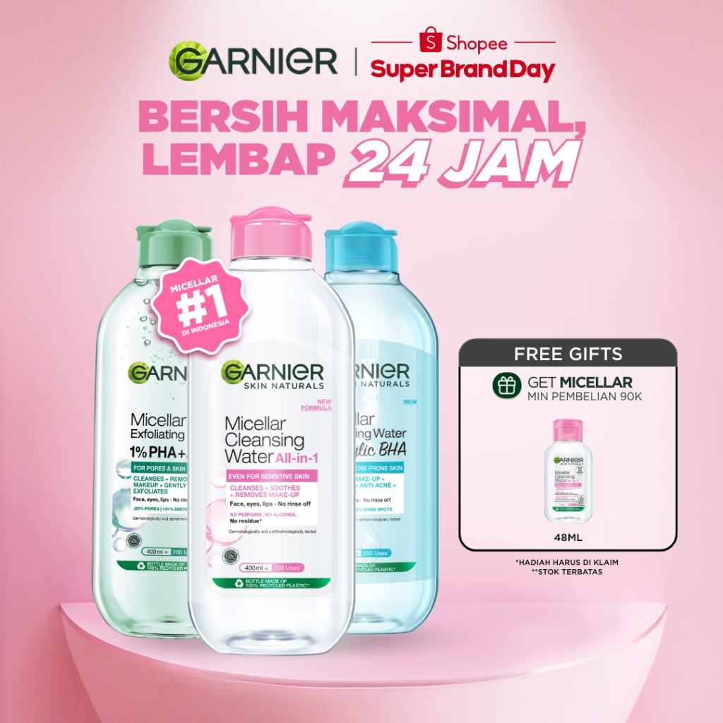 [PAKET HEMAT ISI 2] GARNIER Micellar Water 400ml ALL VARIANT Skincare Cleansing - Pembersih Wajah & 