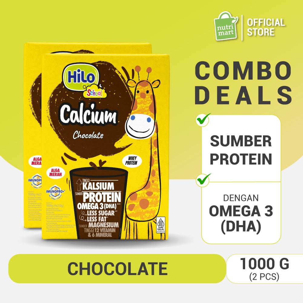 Twin Pack : HiLo School Chocolate 1000g - Susu Anak Tinggi Kalsium Protein Lebih Rendah Gula