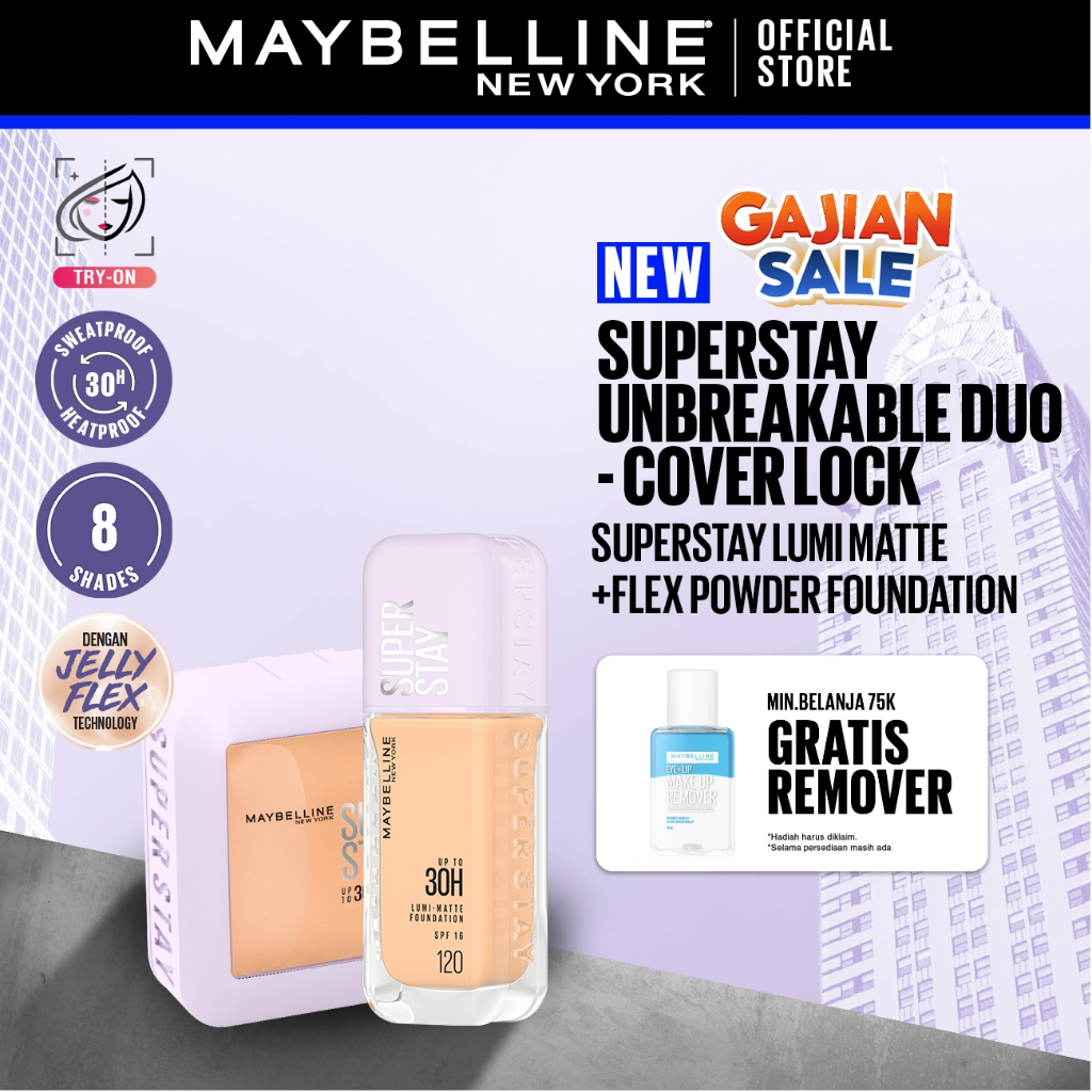 [BARU HANYA DI SHOPEE] MAYBELLINE OFFICIAL Superstay Unbreakable Duo - Superstay Lumi Matte Foundati