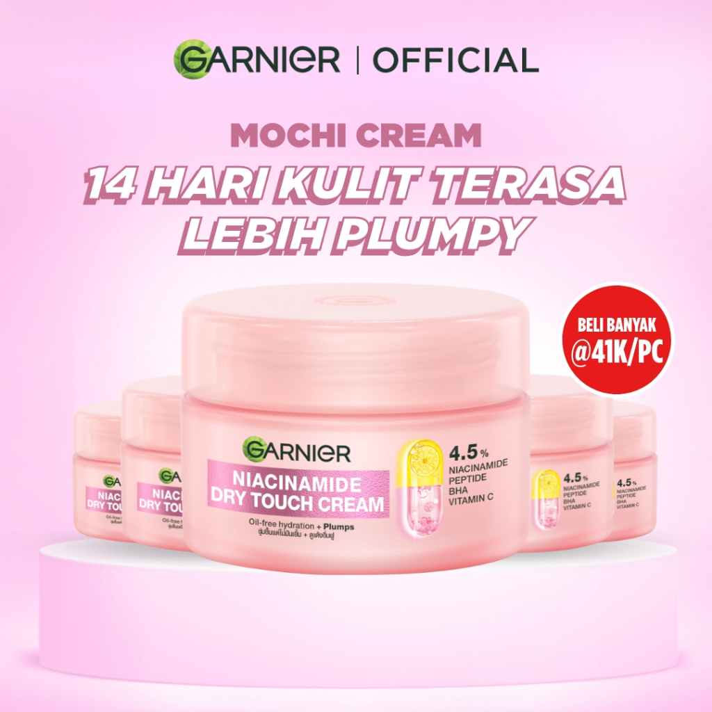 [BELI 5 LEBIH HEMAT] Garnier Cream Moisturizer Mochi Dry Touch Cream 4.5% Vitamin C / Niacinamide 30