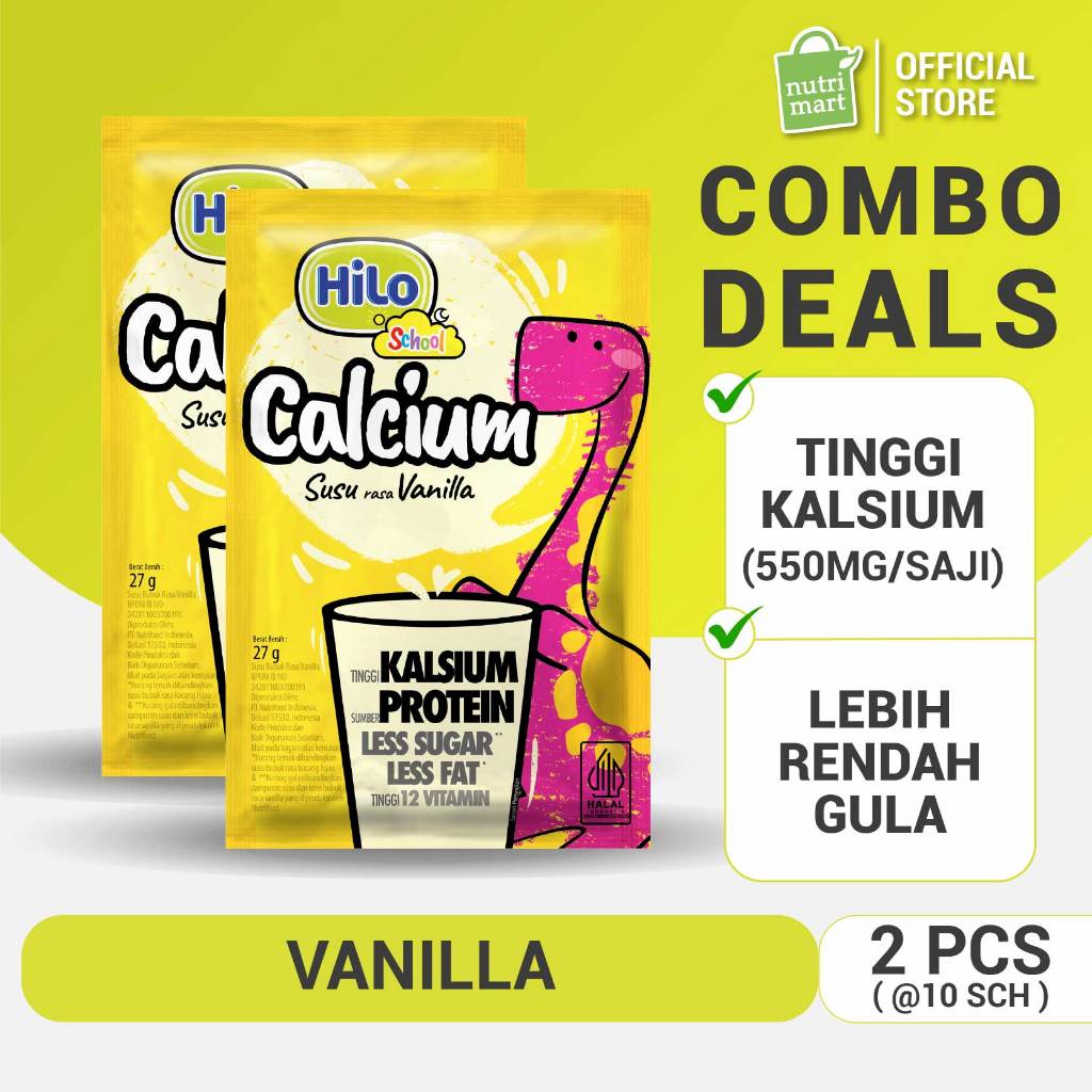Twin Pack - HiLo School Vanilla 10 Sch - Susu Anak Tinggi Kalsium Protein Lebih Rendah Gula