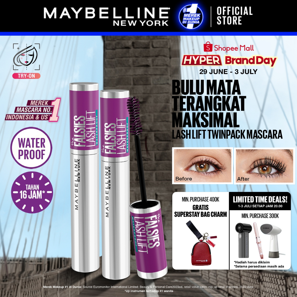 Maybelline The Falsies Lash Lift Waterproof Mascara Make Up - BUY 1 GET 1
