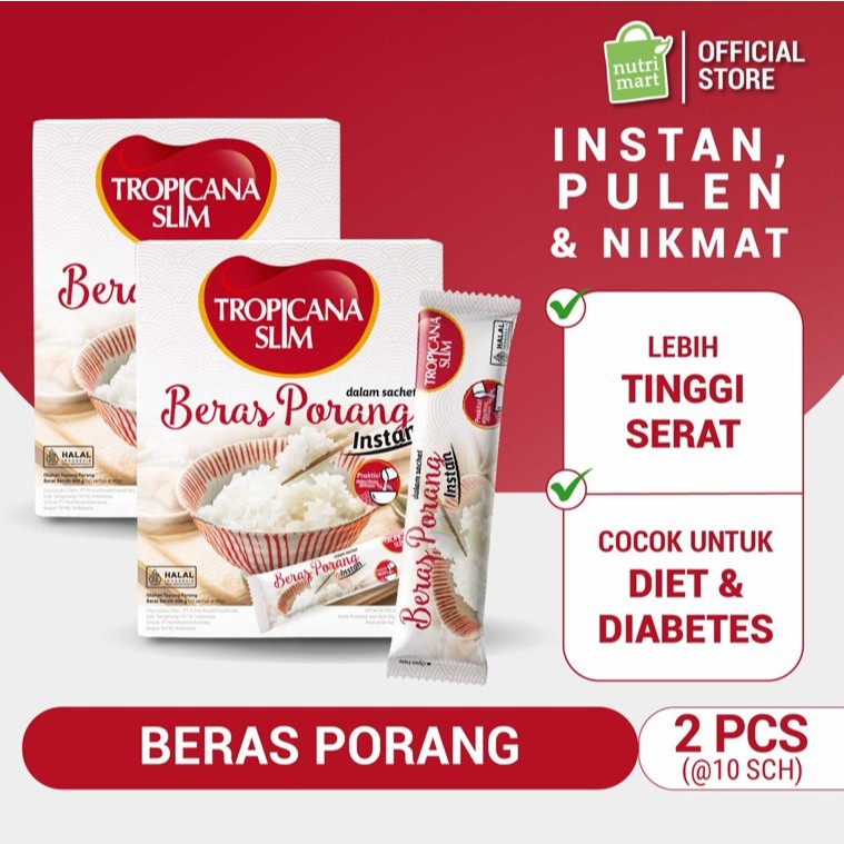 Twin Pack - Tropicana Slim Beras Porang Instant Box 10 sachet - Konjac Rice Shirataki