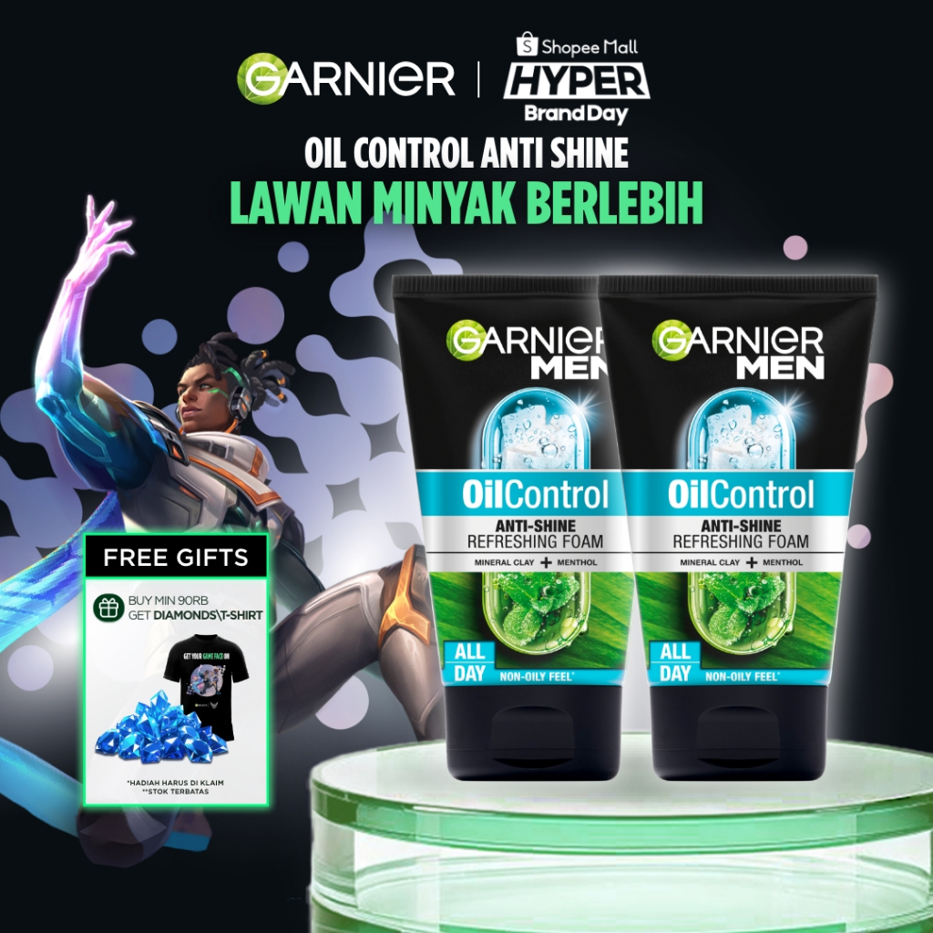 [PAKET HEMAT ISI 2] GARNIER Men Facial Wash Turbolight Oil Control Cooling Foam Skincare 100ml Sabun