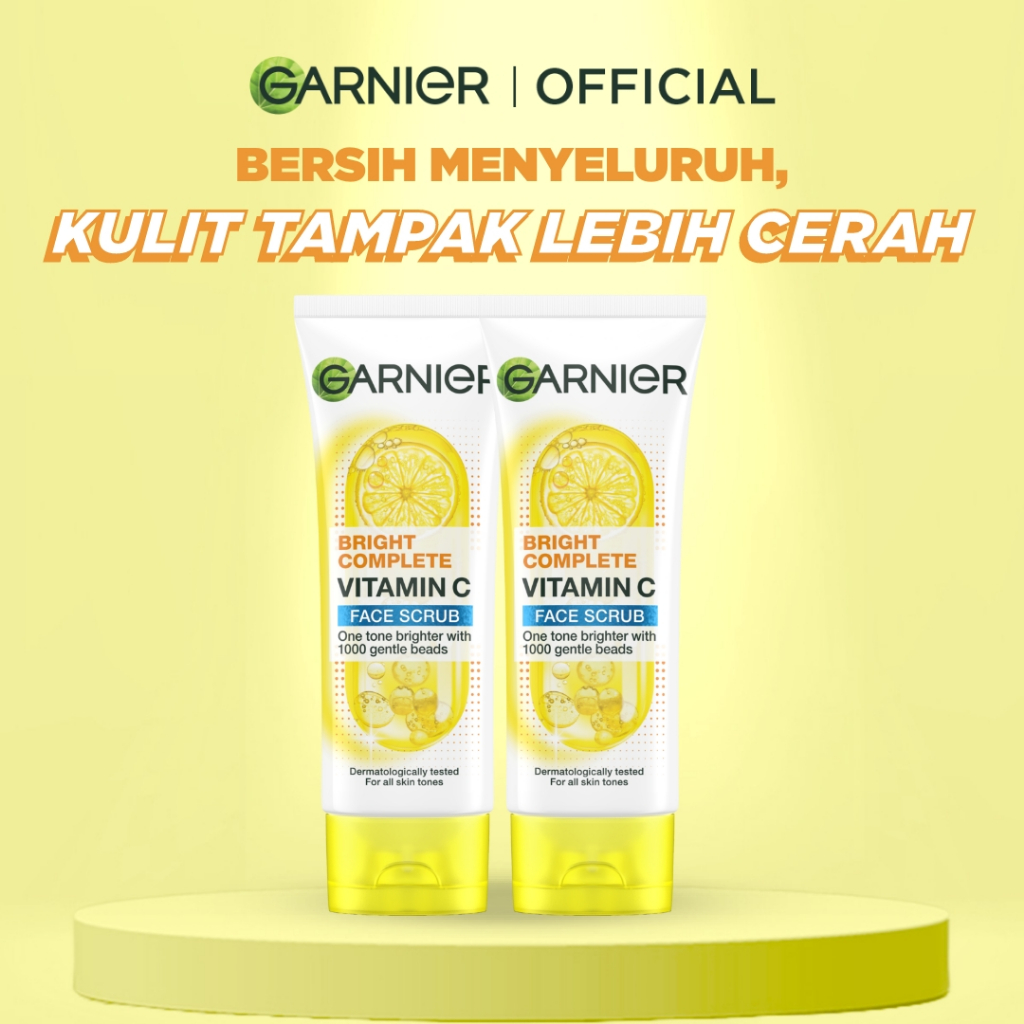 [PAKET HEMAT ISI 2] GARNIER Facial Wash Bright Complete Vitamin C Brightening Scrub Cleanser Face Wa