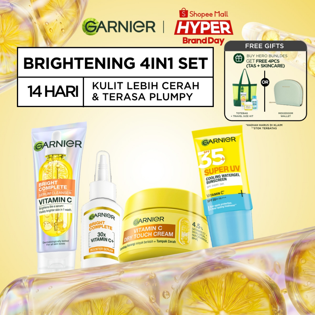 [Paket Skincare Pemula] Garnier Starter Kit Isi 4 Hanya 100 ribu Bright Complete Anti Acne | Untuk k